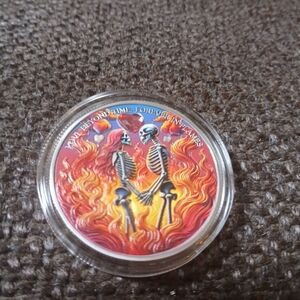 Skeleton Couple Coin with Flames
